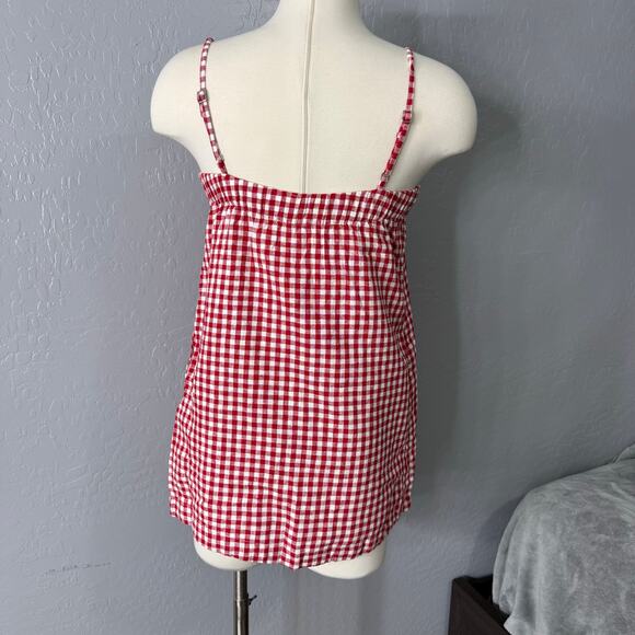 The A&F Linen-Blend Button Skort, Red Gingham, XXSP - Picture 2 of 8